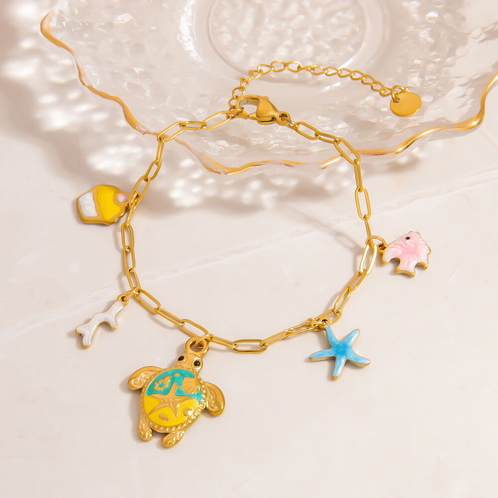 1 Piece Oceanic Stainless Steel Waterproof Gold Color Charm Bracelet Picture2