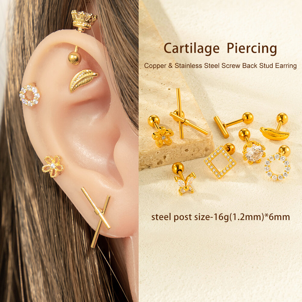 1 Stück Kupfer Zirkon Piercings Ohrring h5 Bild4