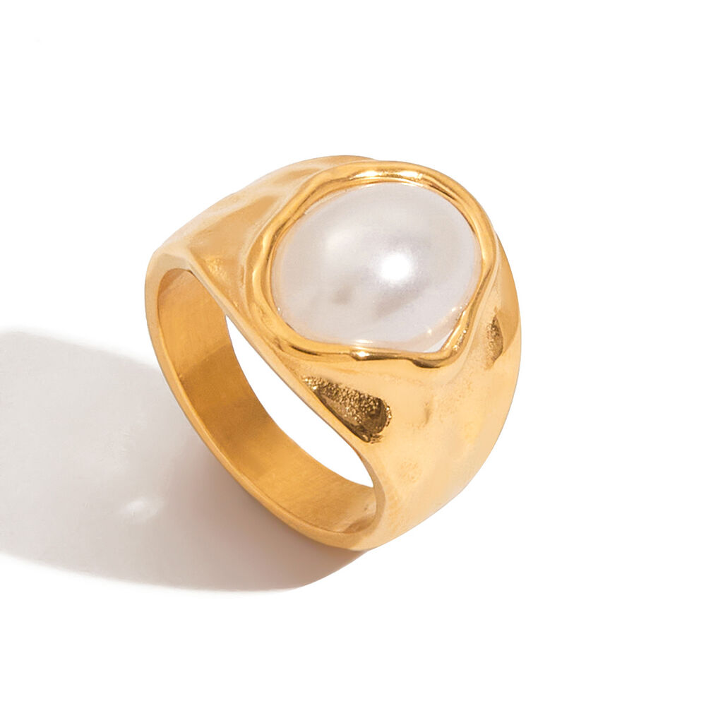 1 Piece Retro Geometric Stainless Steel Waterproof Gold Color Statement Rings h5Picture5