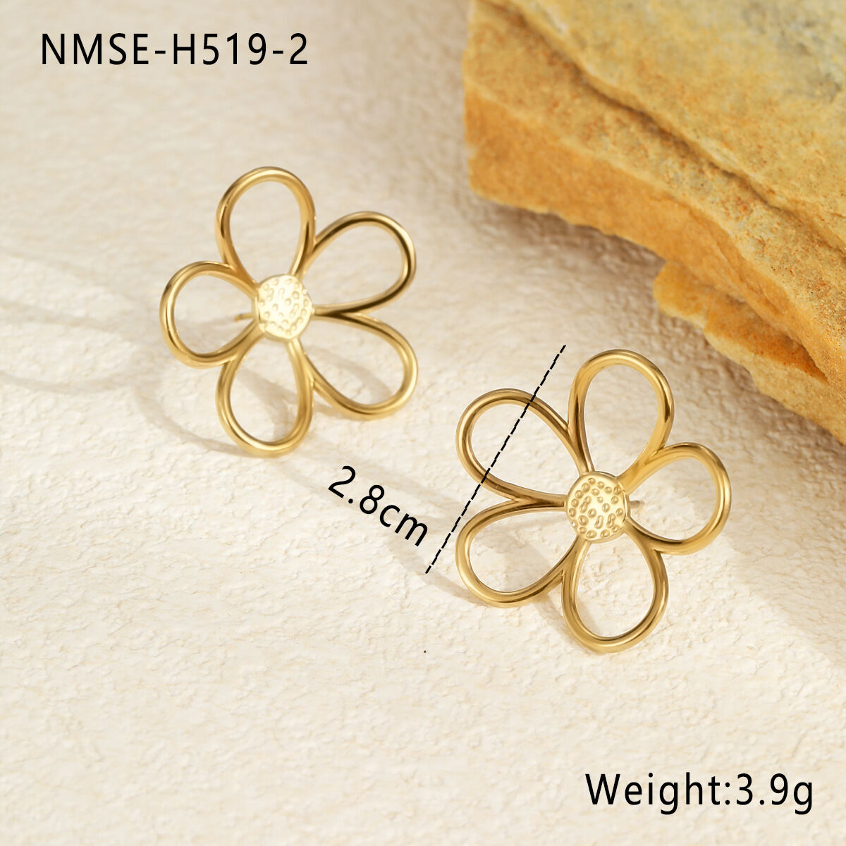 NMSE-H519-2 Goldene Blumenohrringe/Einheitsgröße Bild4