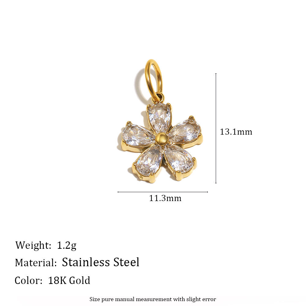 Zircon Flower Pendant - Gold Picture10