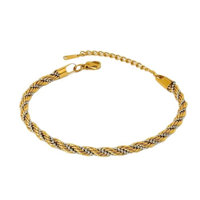 Pulseras de mujer de acero inoxidable, resistentes al agua, de color dorado, con cadena diaria de serie sencilla Imagen5