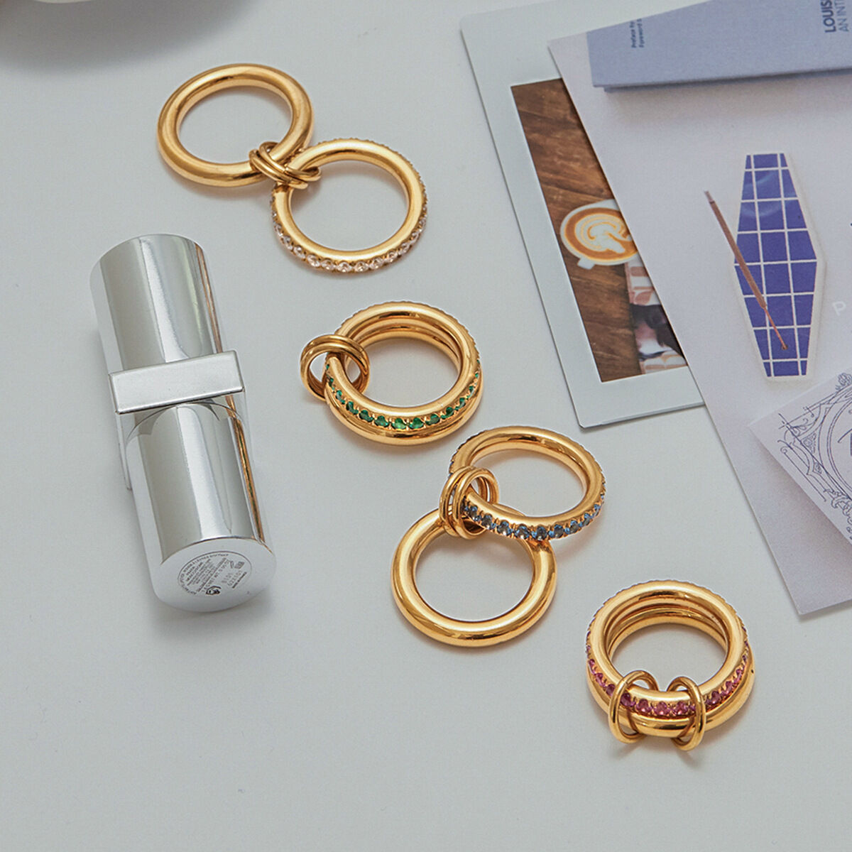 1 Piece Luxurious Series Classic Annular Stainless Steel Waterproof Gold Color Women's Gemstone Rings h5 Picture7