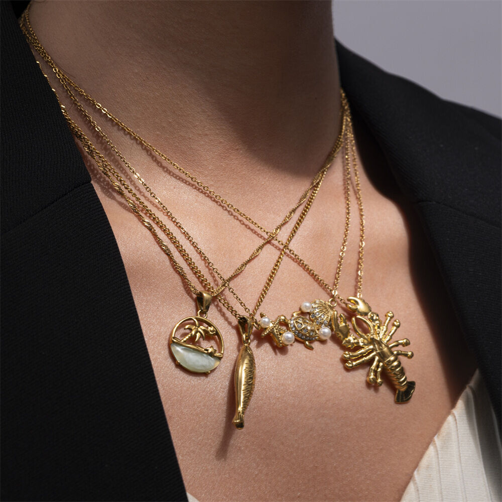 1 Piece Stainless Steel Waterproof Gold Color Pendant Necklaces 2