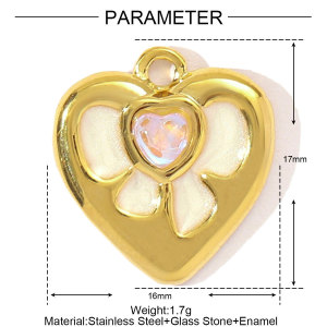 1 Piece Cute Heart Stainless Steel Waterproof Gold Color Women's Pendants h5 Picture2