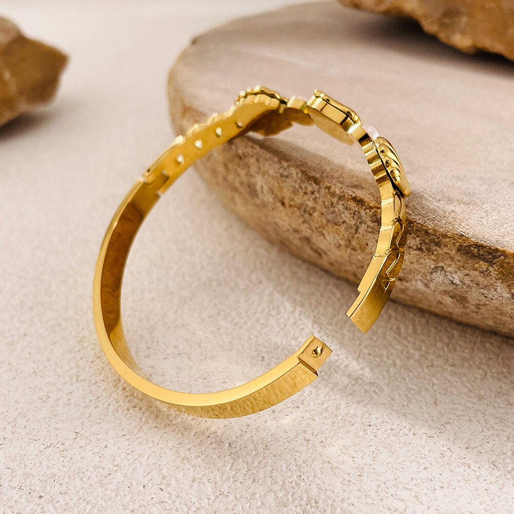 Braccialetti da donna color oro impermeabili in acciaio inossidabile con conchiglia, 1 pezzo h5 Immagine5