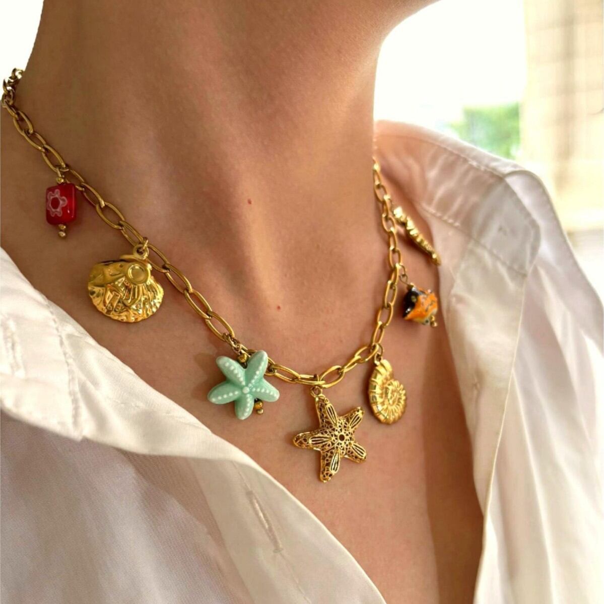 1 Piece Oceanic Stainless Steel Waterproof Gold Color Pendant Necklace Picture4
