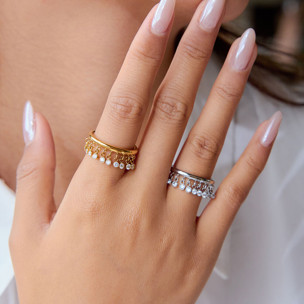 1 piece luxurious series tassel stainless steel gold color women's gemstone rings Picture5