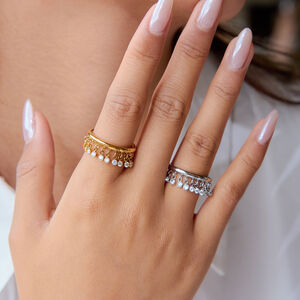 1 piece luxurious series tassel stainless steel gold color women's gemstone rings h5 Picture5