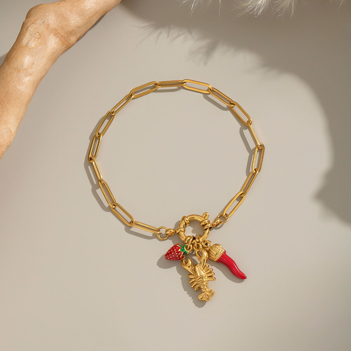 1 Piece Lobster Stainless Steel Waterproof Charm Bracelet 2