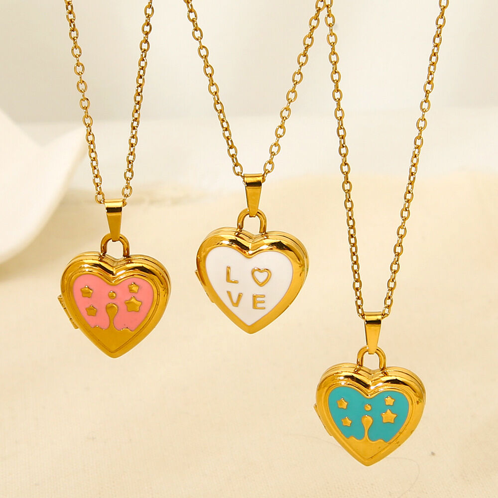 Sweet Heart Stainless Steel Waterproof   Gold Color  Women's Pendant Necklaces