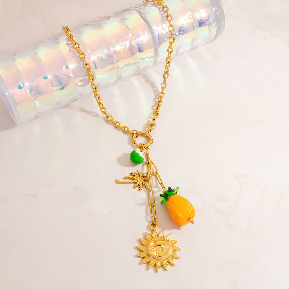 Collana da donna con ciondolo a forma di piccolo fungo h5 Immagine3