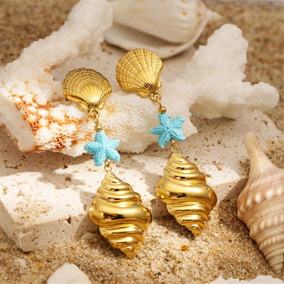 1 Pair Stainless Steel Waterproof Gold Color Drop Earrings Picture2