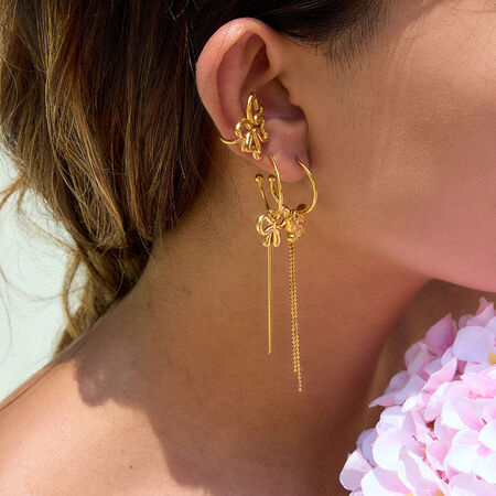 1 Pair Romantic Series Sweet Butterfly Tassels Stainless Steel Waterproof Gold Color Women's Drop Earrings