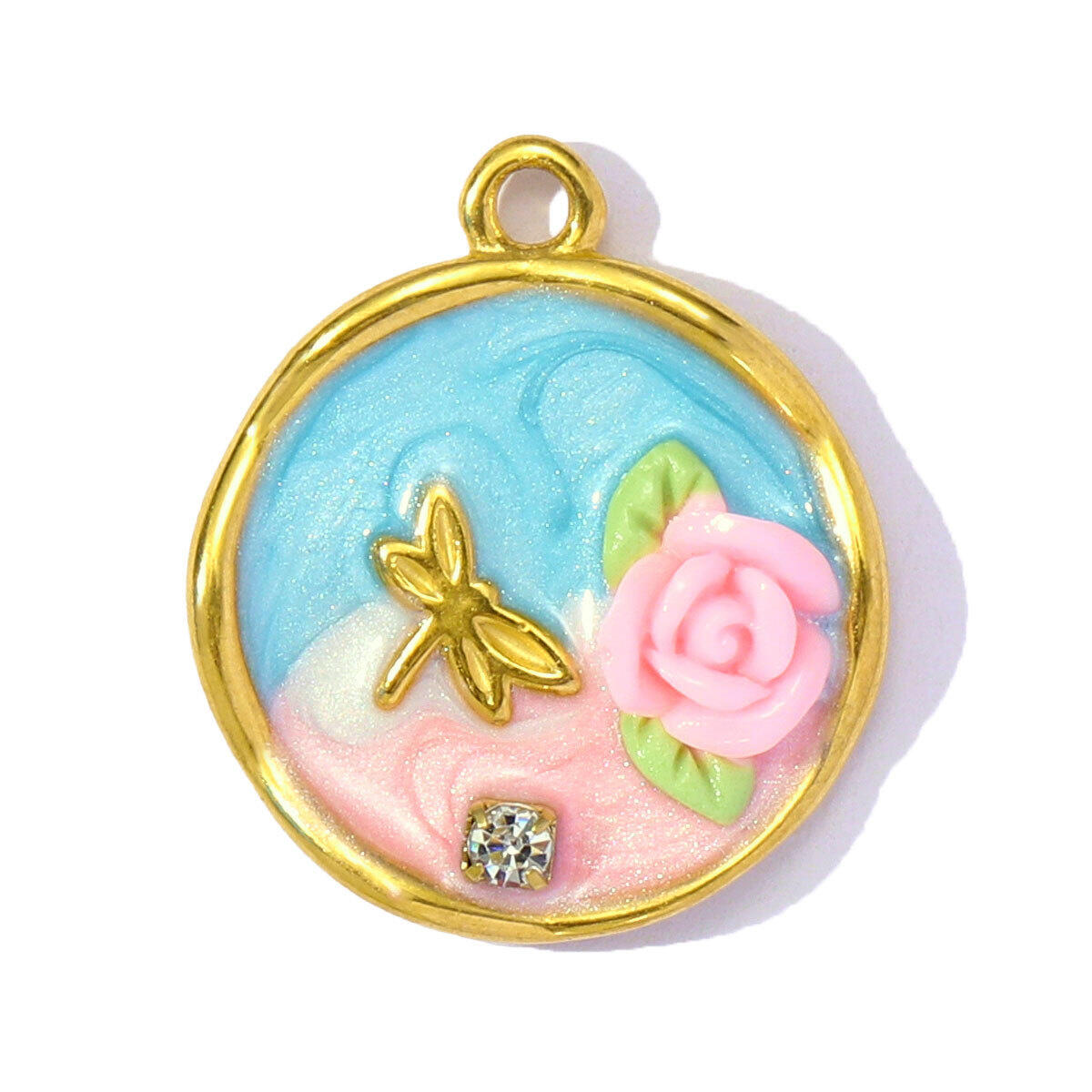 1 Piece Luxurious Series DIY Flower Stainless Steel Waterproof Gold Color Women's Pendants h5 