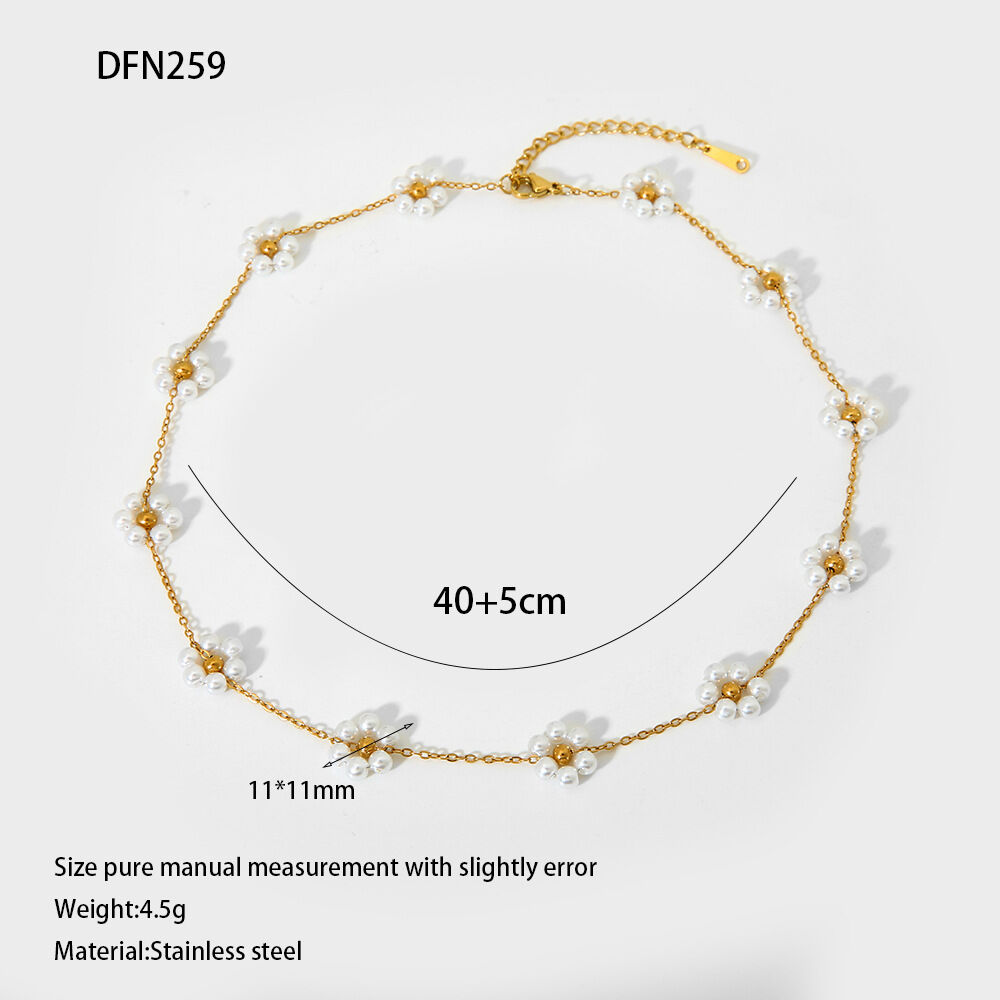 Sweet Flower Stainless Steel Waterproof Gold Color Women's Pendant Necklaces