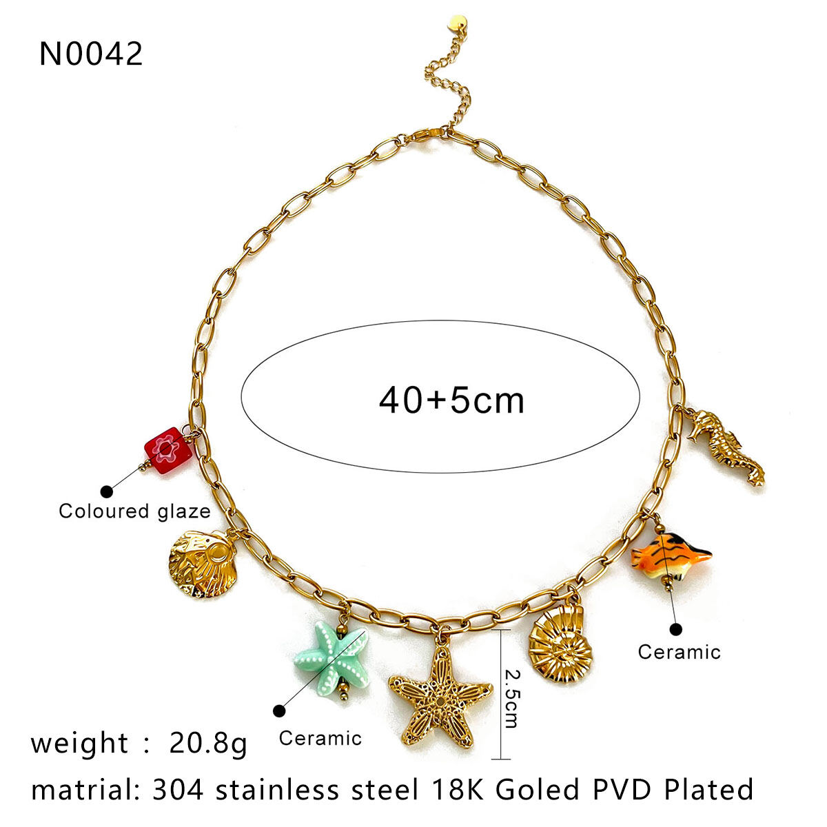 1 Piece Oceanic Stainless Steel Waterproof Gold Color Pendant Necklace Picture2