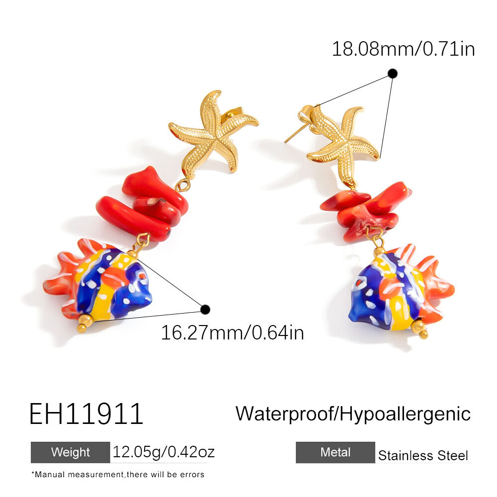 1 Pair Luxurious Series Simple Turtle Stainless Steel Waterproof Gold Color Drop Earrings Picture2