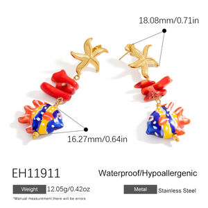 1 Pair Luxurious Series Simple Turtle Stainless Steel Waterproof Gold Color Drop Earrings h5 Picture2