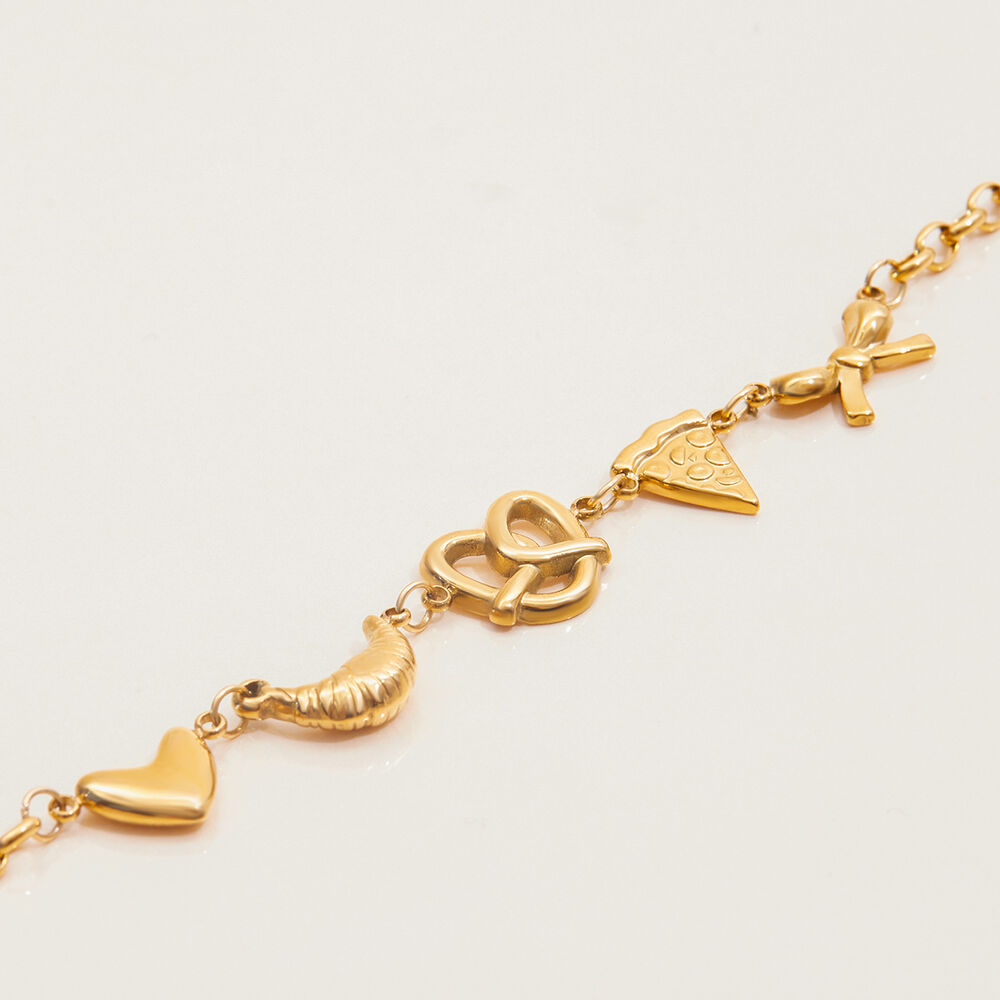 1 Piece Food Shape Stainless Steel Waterproof Gold Color Women's Charm Bracelets h5Picture7