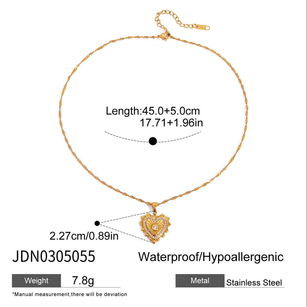 1 Piece Elegant Heart Stainless Steel Waterproof Gold Color Women's Pendant Necklaces h5Picture2