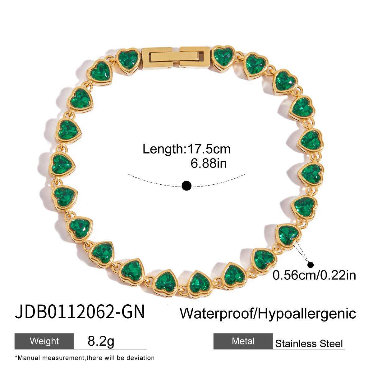 1 Piece Luxurious Series Retro Green Stainless Steel Waterproof Gold Color Women's Chain Bracelets