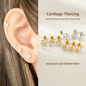 1 Piece Simple Heart Stainless Steel Waterproof Zircon Women's Piercings Earrings h5 Picture5