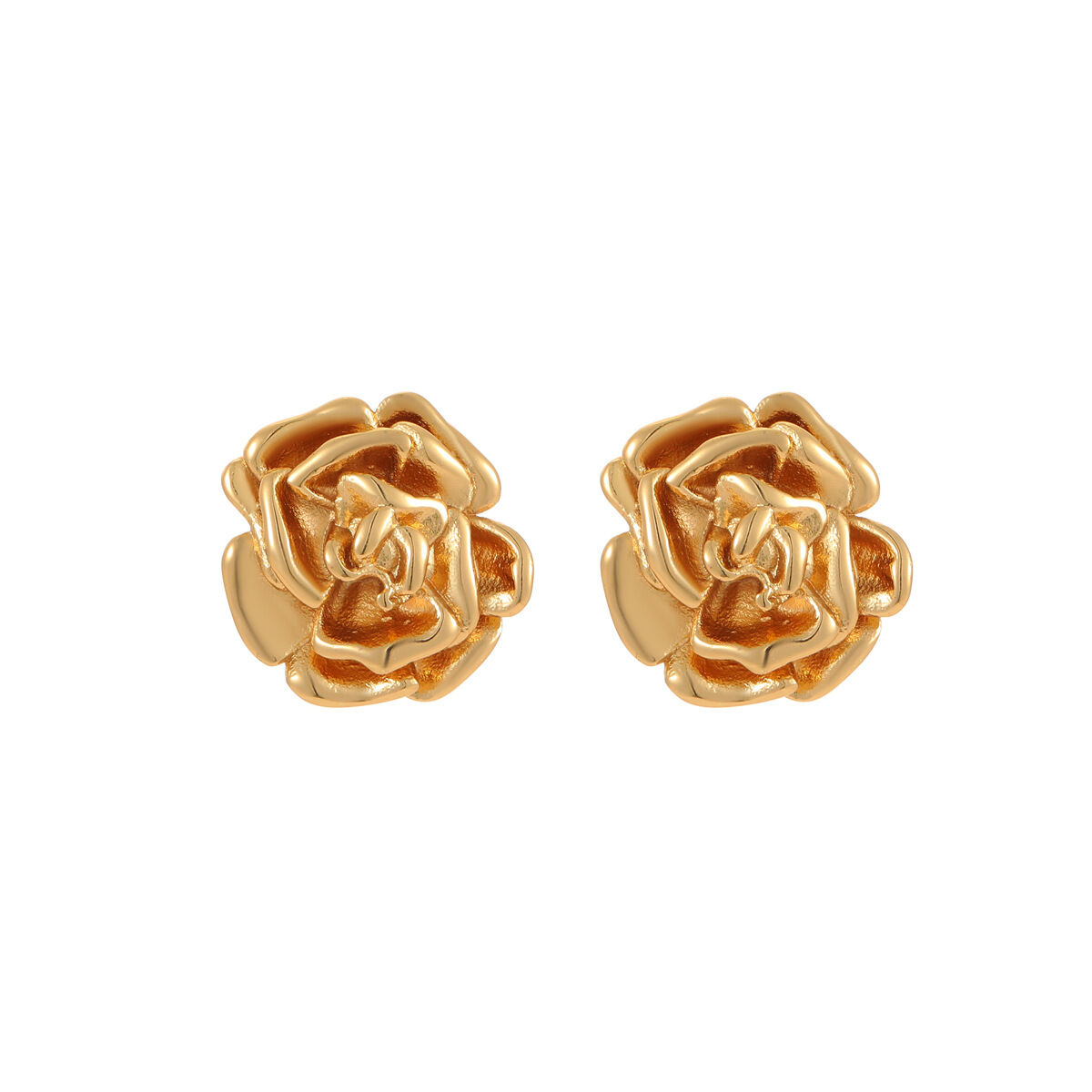 Daily Flower Stainless Steel Waterproof Gold Color Women's Stud Earrings h5 Picture5