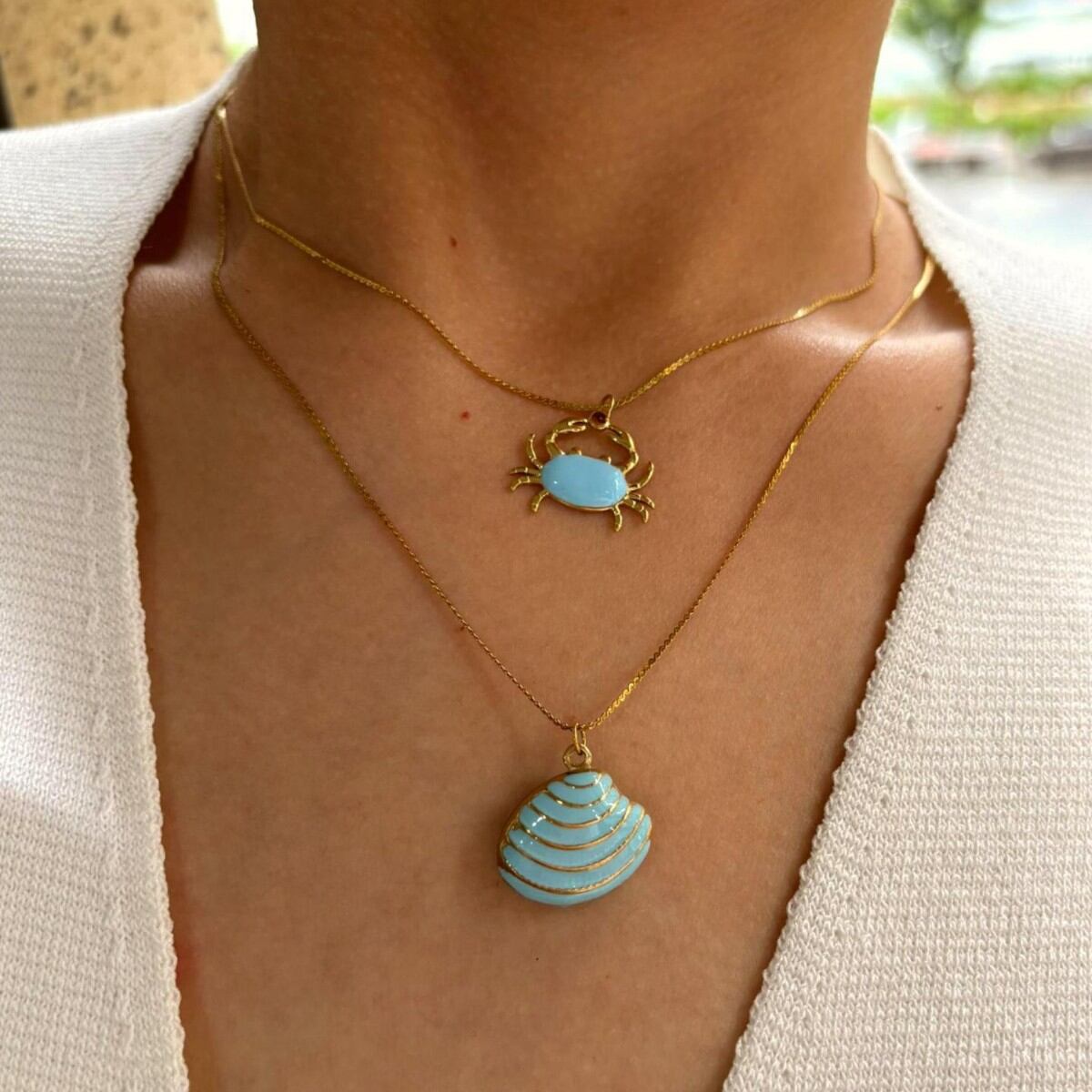 1 Piece Enamel Crab Stainless Steel Waterproof Gold Color Pendant Necklace Picture3