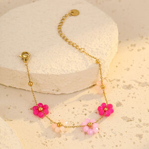 Sweet Flower Stainless Steel Waterproof Gold Color Women's Chain Bracelets h5 Picture4