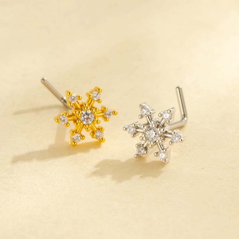 1 pezzo di perno nasale da donna in zircone color rame e oro a forma di fiocco di neve