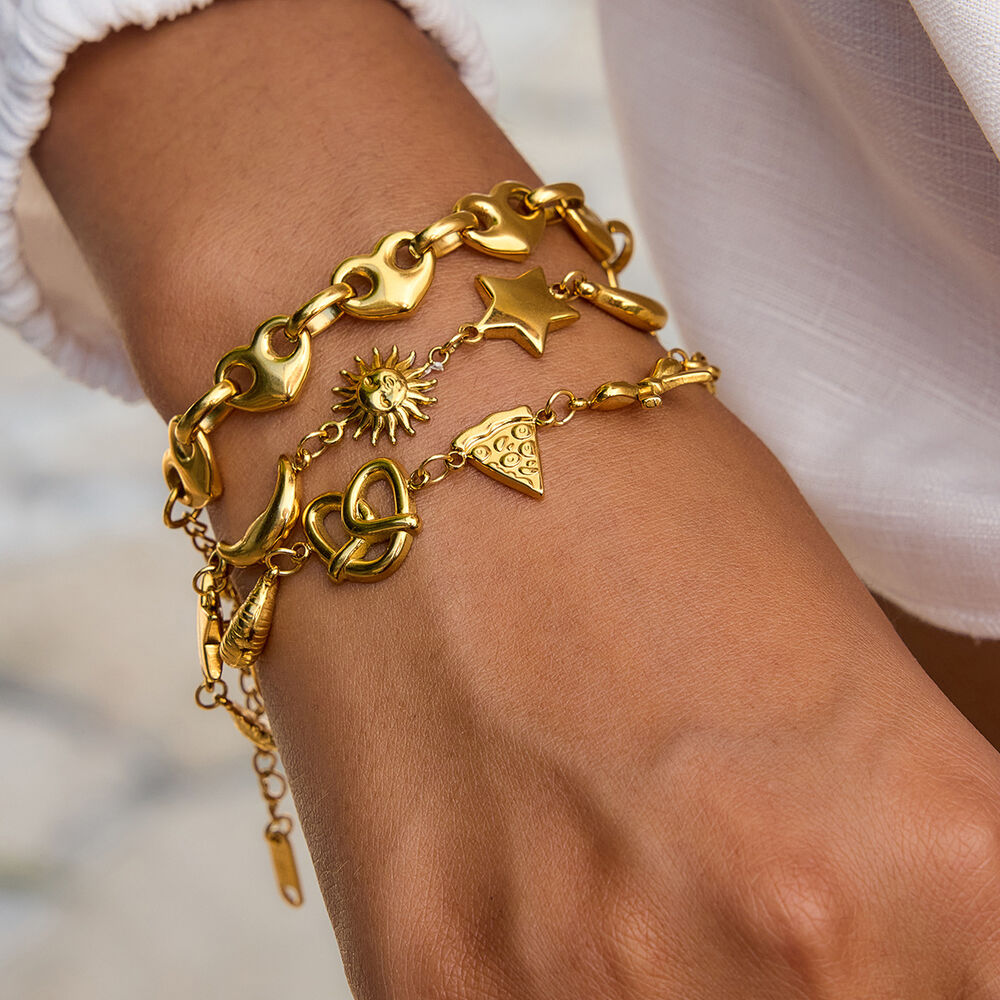 1 Piece Food Shape Stainless Steel Waterproof Gold Color Women's Charm Bracelets h5Picture4