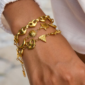 1 Piece Food Shape Stainless Steel Waterproof Gold Color Women's Charm Bracelets h5 Picture4