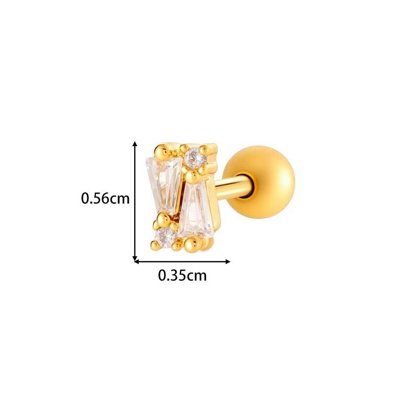 1 Piece Exquisite Copper Gold Color Zircon Women's Piercings Earrings h5 Picture2