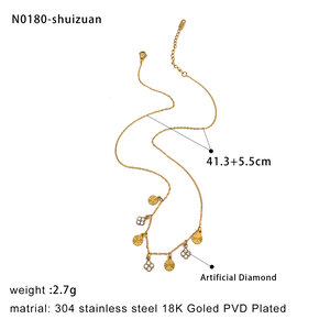 Collana con ciondolo a croce in acciaio inossidabile impermeabile color oro da 1 pezzo h5 Immagine2