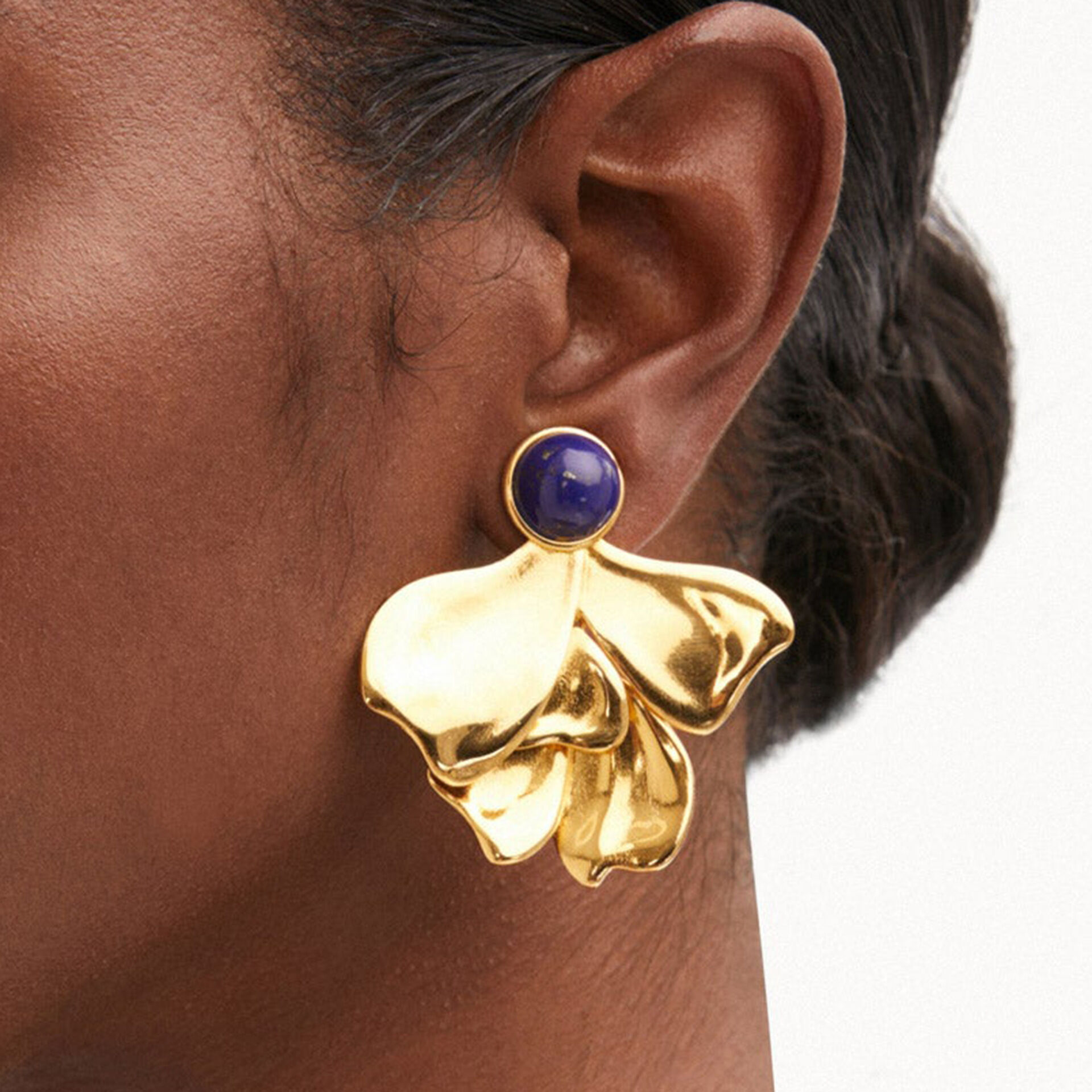 1 Pair Classic Series French Retro Flower Stainless Steel Waterproof Gold Color Women's Stud Earrings