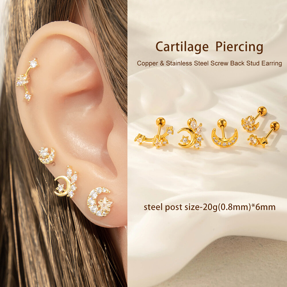 1 Piece Copper Zircon Piercings Earring Picture4