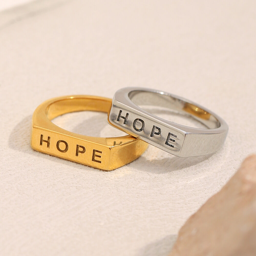 1 Piece Letter Gold Color Women's Signet Rings h5Picture2