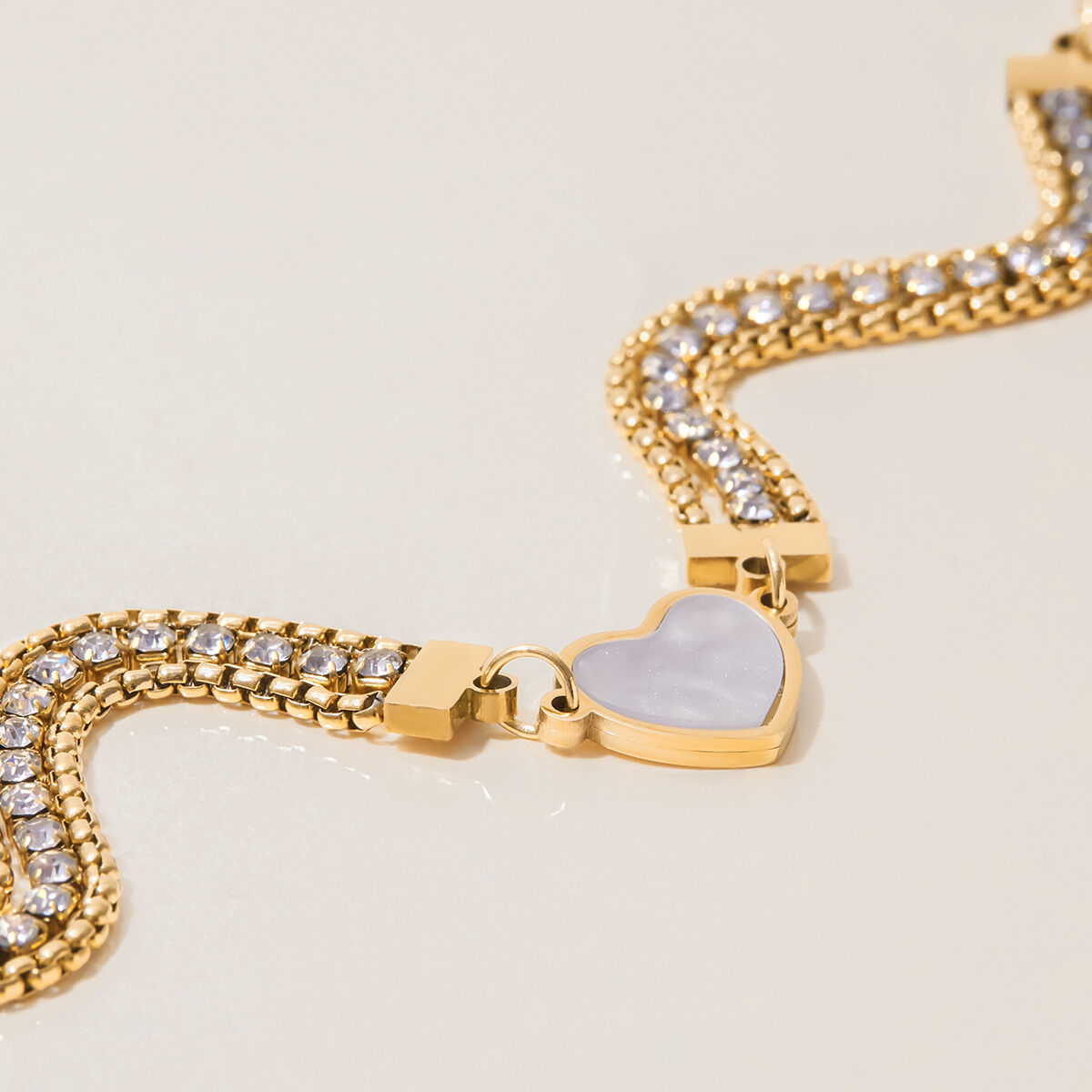 1 pezzo di splendida serie elegante cuore in acciaio inossidabile impermeabile color oro collane con ciondolo da donna Immagine5