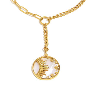 1 Pair Simple Series Classic Sun/Moon Stainless Steel Waterproof Women's Pendant Necklaces h5