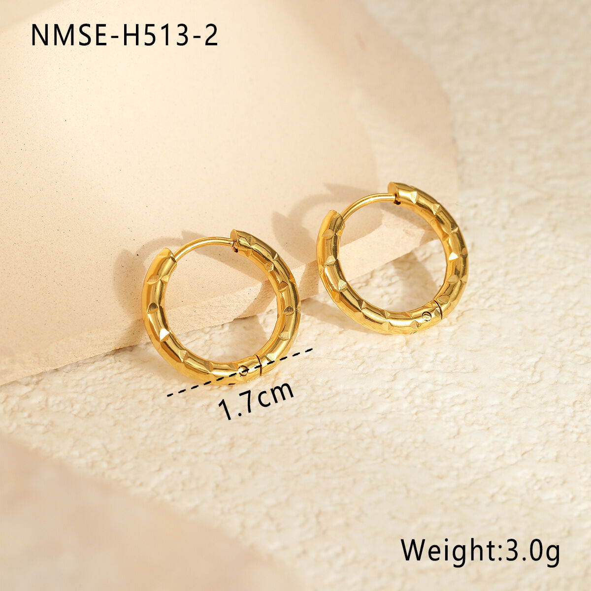 NMSE-H513-2 Goldohrringe mit Intervallmuster Bild2