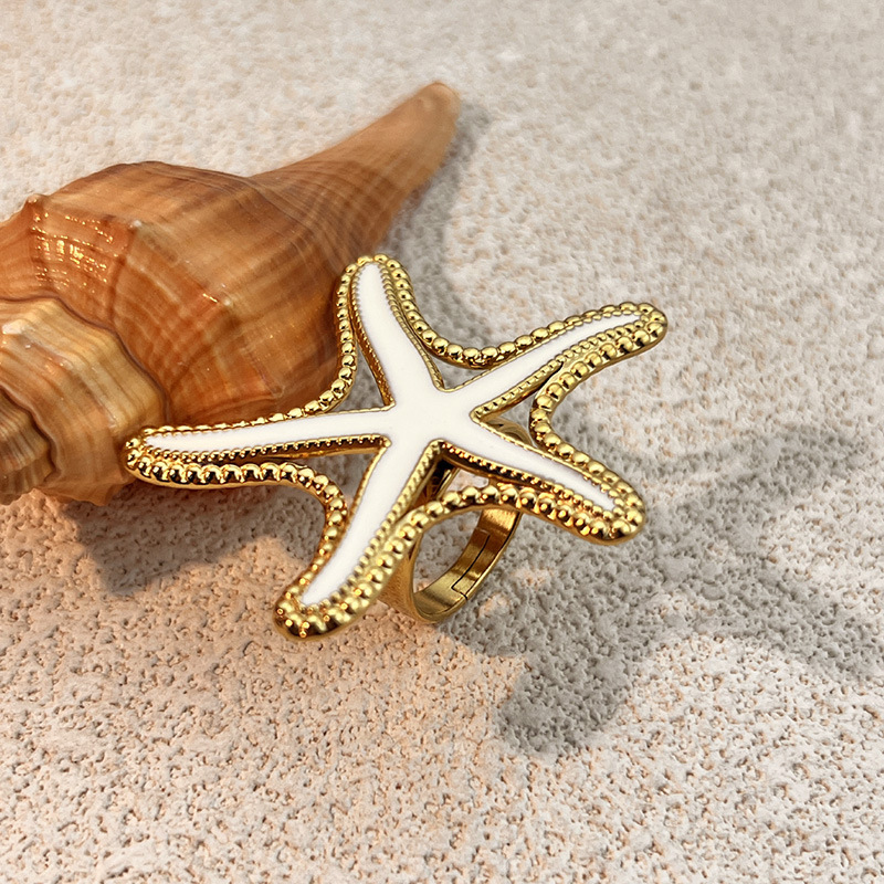 1 Piece Starfish Stainless Steel Waterproof Gold Color Pendant Necklace Picture2