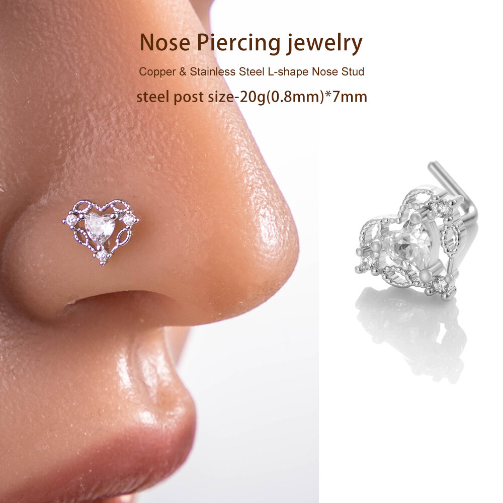 1 Piece Copper Gold Color Zircon Nose Stud h5Picture6