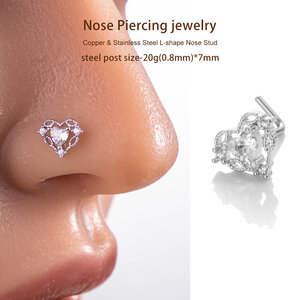 1 Piece Copper Gold Color Zircon Nose Stud h5 Picture6