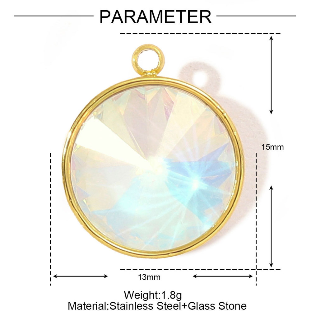 1 Pezzo Fai Da Te Geometrico Vetro Acciaio Inossidabile Impermeabile Color Oro Ciondoli Da Donna Immagine2