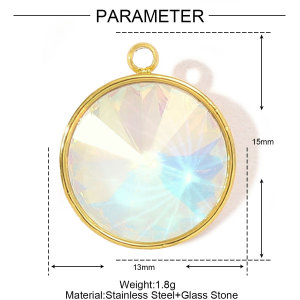 1 Pezzo Fai Da Te Geometrico Vetro Acciaio Inossidabile Impermeabile Color Oro Ciondoli Da Donna h5 Immagine2