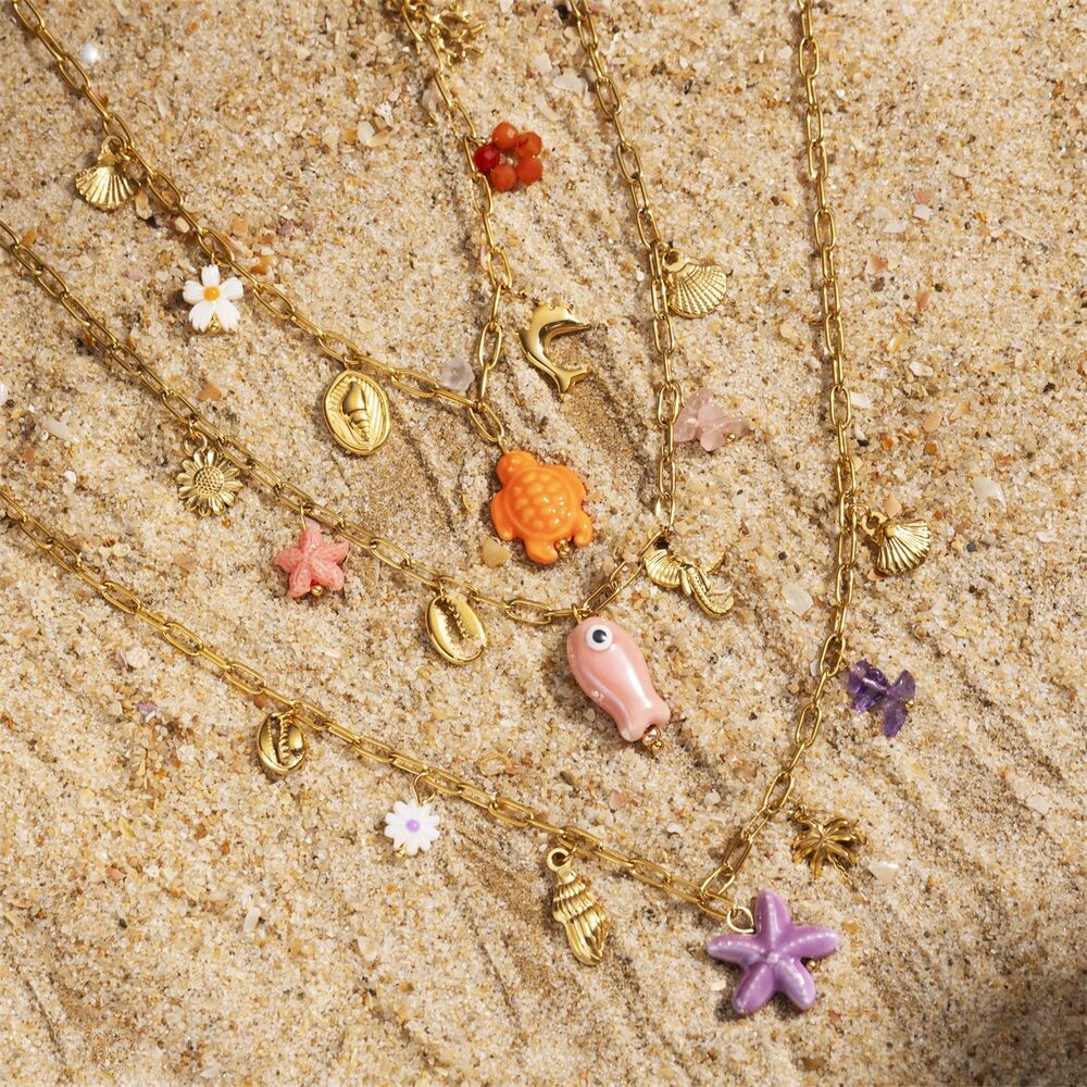1 Piece Oceanic Stainless Steel Waterproof Gold Color Pendant Necklaces Picture4