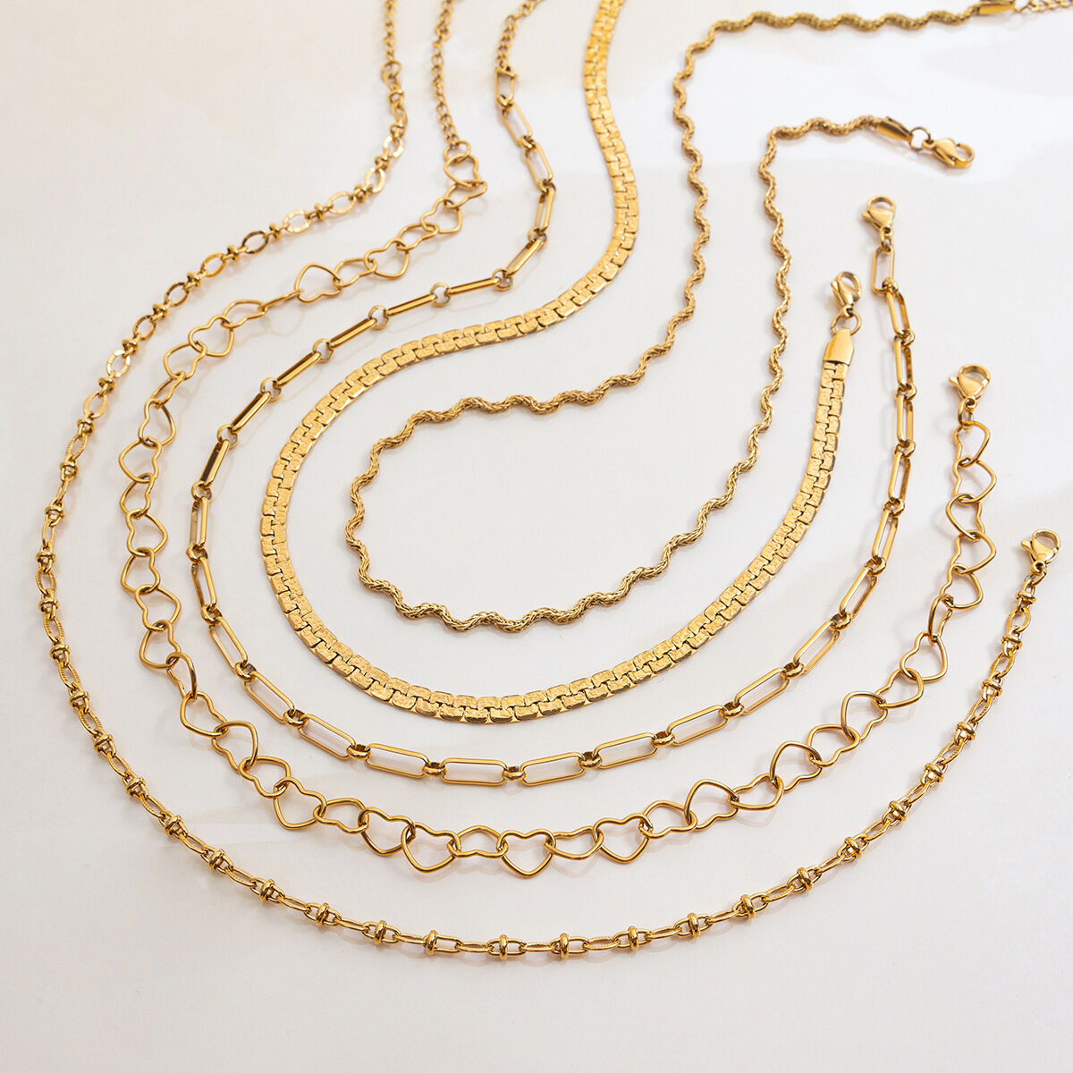 1 Piece Simple Series Classic Twist Stainless Steel Waterproof Gold Color Women's Chain Necklaces h5 Picture4