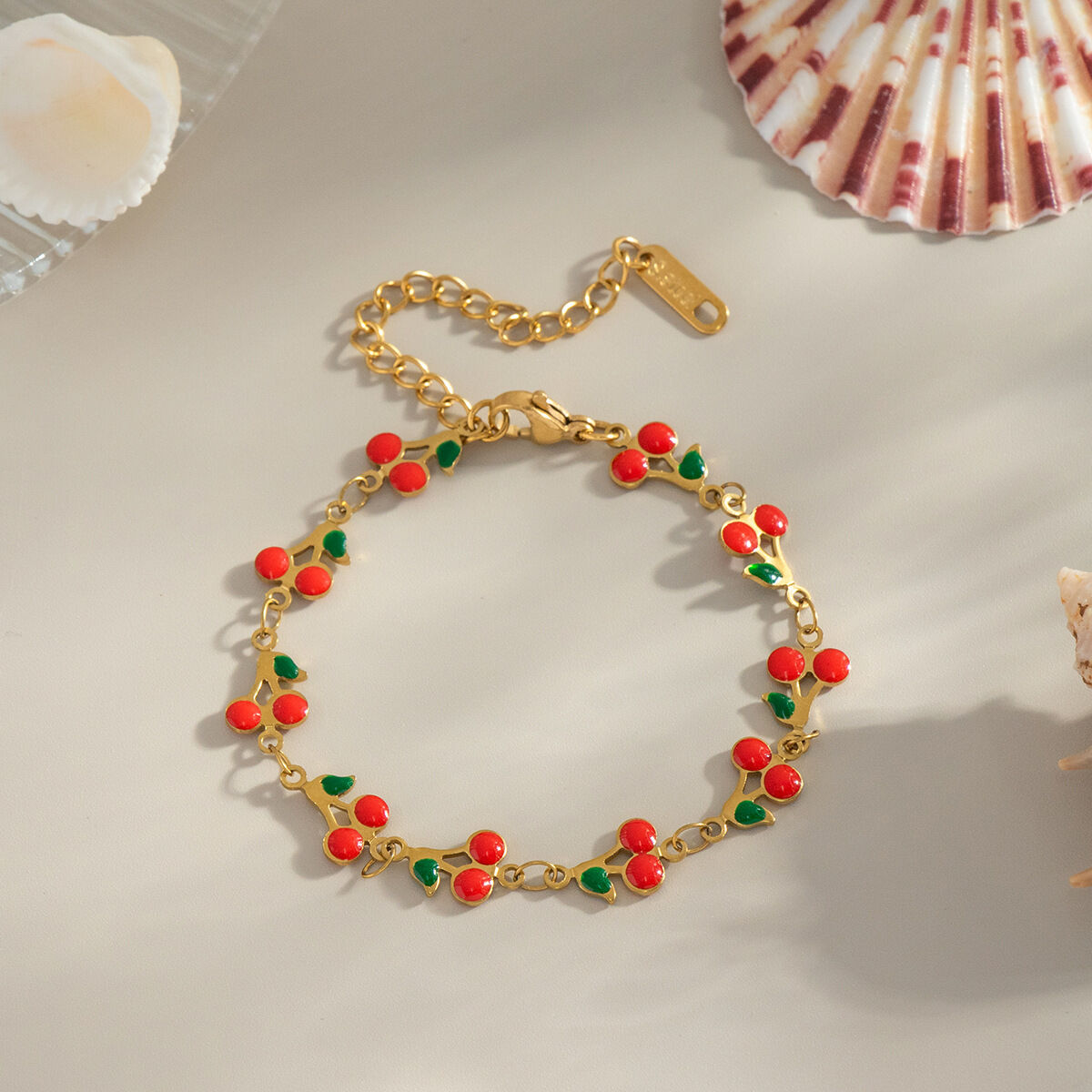 1 Piece Sweet Cherry Stainless Steel Waterproof Gold Color Chain Necklaces h5 Picture4