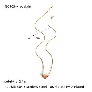 1 Piece Enamel Heart Stainless Steel Waterproof Gold Color Pendant Necklace h5 Picture2
